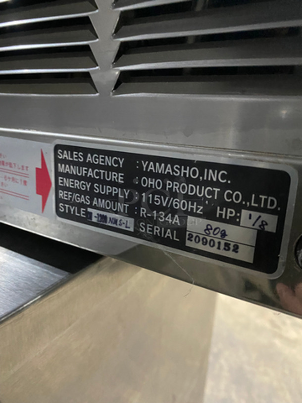 Yamasho Commercial Countertop Refrigerated Sushi Showcase Merchandiser! With 2 Sliding Rear Doors! Stainless Steel Body! Model: 1200NMSL SN: 2090152 115V 60HZ - Image 6 of 8