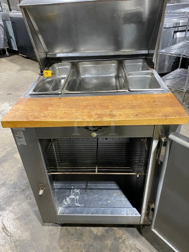 GZG Commercial Refrigerated Sandwich Prep Table! With Chop Block Cutting Board! With Single Door Storage Space! All Stainless Steel! On Casters! - Image 5 of 9
