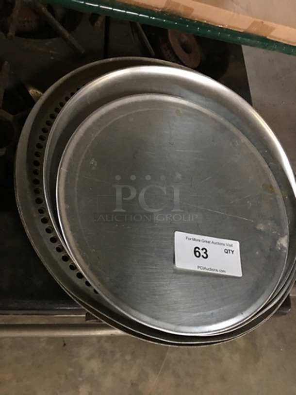 ALL ONE MONEY! Various Round Pizza Pans And Round Perforated Pans! All Metal And Stainless Steel! - Image 1 of 4