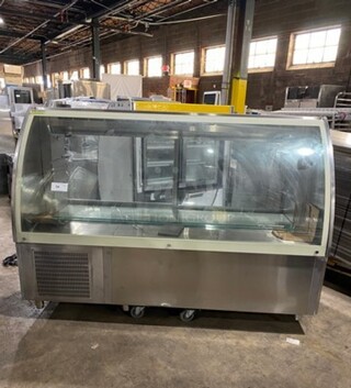 Commercial Refrigerated Deli/Bakery Display Case Merchandiser! With Curved Front Glass! With Rear Access Doors! Stainless Steel!
