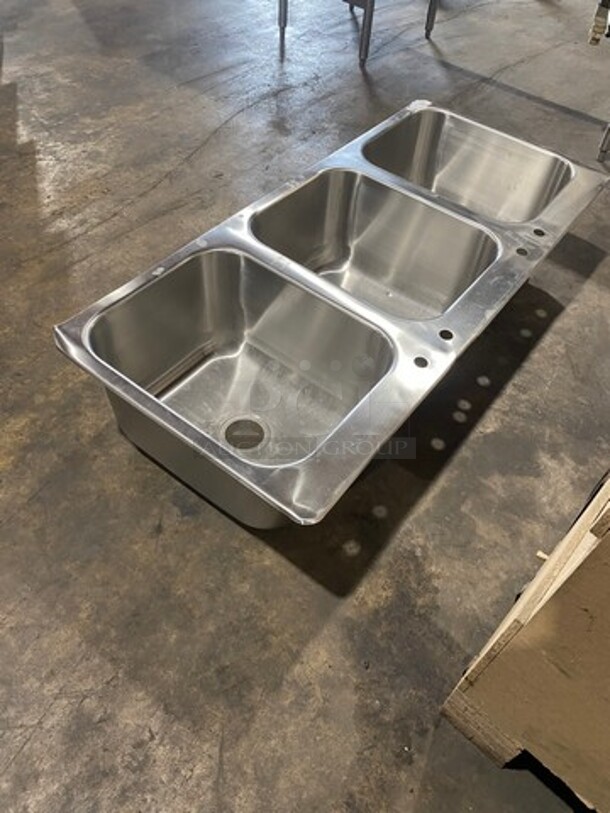 Commercial 3 Compartment Dish Washing Drop In Sink! All Stainless Steel! - Image 4 of 6