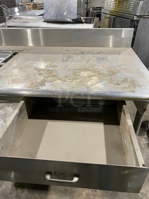 WOW! Commercial Worktop/ Prep Table! With Back Splash! With Single Drawer! With Storage Space Underneath! Solid Stainless Steel! On Legs! - Image 6 of 7