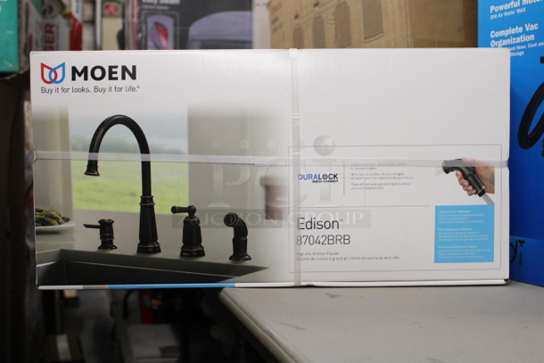 FOR THE PLUMBER! (2) Moen Edison 87042BRB Faucet, (1) Moen Aanbellen 87682SRS Faucet, (1) Delta Flynn 25768LF Faucet, (1) Jacuzzi Lauren 1158245 Brushed Nickel Bath Faucet, (1) Rustoleum Cabinet Transformations® White (Case). 6x Your Bid.  - Image 2 of 5