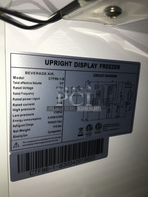 WOW! NEW IN THE BOX! Beverage Air Commercial Countertop Single Door Reach In Freezer Merchandiser! With Poly Coated Racks! Model: CTF961B 115V 60HZ 1 Phase - Image 7 of 7