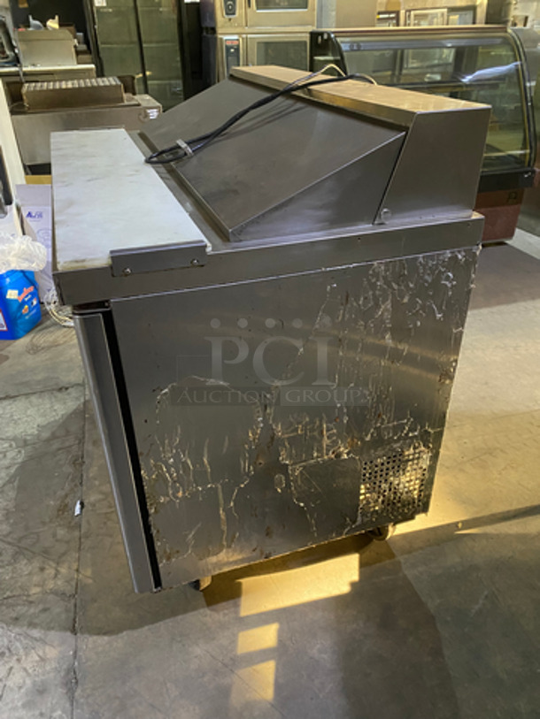 LATE MODEL! 2017 Bison Commercial Refrigerated Sandwich Prep Table! With Cutting Board! With 2 Door Storage Area Underneath! Poly Coated Racks! All Stainless Steel!  On Casters! Model: BST48 SN: BST4800317051000K80026 115V 60HZ 1 Phase - Image 2 of 10