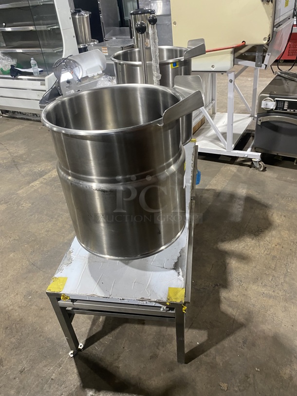NEW! NEVER USED! Cleveland Commercial Countertop Electric Powered Jacketed Tilting Soup Kettle! On Equipment Stand! All Stainless Steel! On Legs! Model: TKET12T SN: WT680804C01 240V 60HZ 3 Phase - Image 2 of 10