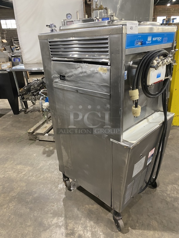 Taylor Commercial Floor Style Dual Soft Serve Ice Cream Machine! With 2 Hoppers & 3 Flavor Dispensers! All Stainless Steel! On Casters! 208/230V 3 Phase! Model: 754-33 SN:118118713! - Image 2 of 9