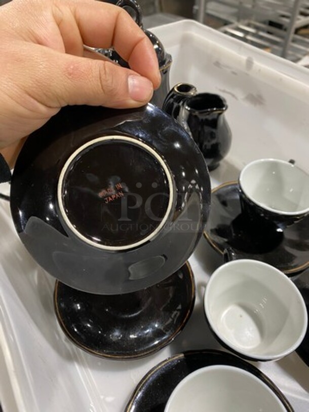 CUTE! ALL ONE MONEY! Complete Tea Set! Includes, Tea Pot With Lid, Sugar Bowl With Lid, Creamer Pitcher, 4 Teacups With Saucers! - Image 9 of 12