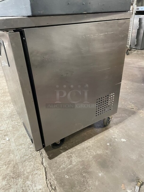 True Commercial Single Door Refrigerated Lowboy/Worktop Cooler! With Poly Coated Rack! All Stainless Steel! On Casters! 115V 1 Phase! Model: TUC-27 SN: 7303590!
 - Image 2 of 7