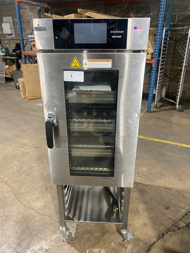 RARE! BARELY USED! LATE MODEL! 2020 Alto Shaam Commercial Multi Cook Oven! With View Through Door! Metal Oven Racks! Storage Space Underneath! All Stainless Steel! On Casters! WORKING WHEN REMOVED! Model: VMCH4H SN: 2678609000 208/240V 60HZ 3 Phase - Image 1 of 11