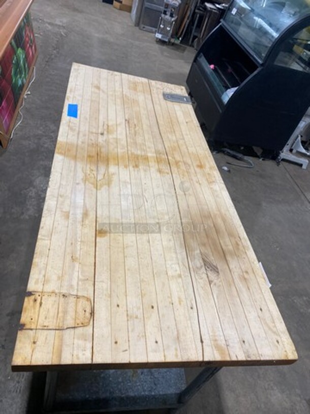 Commercial Butcher Block Table! With Storage Space Underneath! Stainless Steel Body! On Legs! - Image 5 of 8