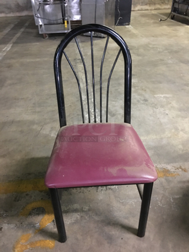 Red Patted Square Chairs! With Metal Body! 9x Your Bid! - Image 2 of 7
