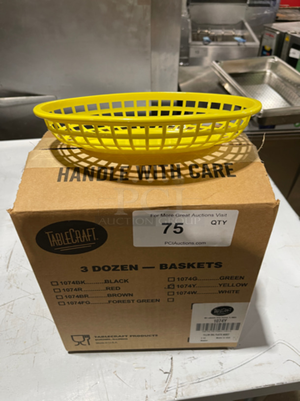NEW! IN THE BOX! 3DZ Tablecraft Yellow Poly Oval Fast Food Serving Baskets!