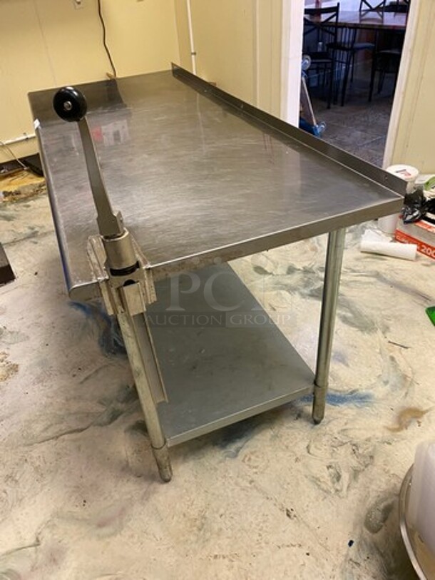 Solid Stainless Steel Work Top/ Prep Table! With Back Splash! With Mounted Can Opener! On Legs! - Image 4 of 7