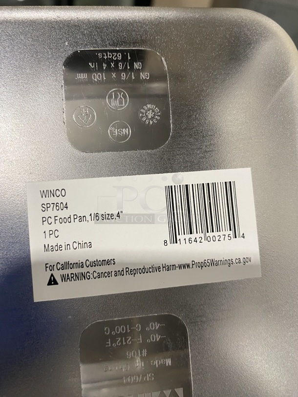 New In The Box! Winco 1/6 Poly Food Pans! 4 Inch Deep! 12 x You Bid! - Image 6 of 7