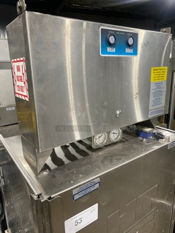 ADS High Temp Upright Pass Through Dishwasher! Model HT25! With Hot Water Booster! Model B13! All S.S.! On Legs!  - Image 8 of 9