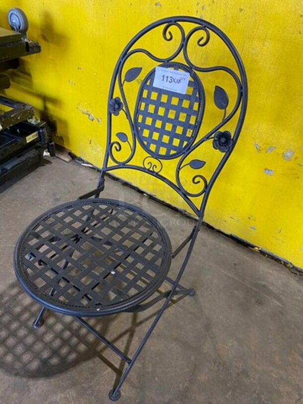 Black Metal Foldable Patio Chairs! 10x Your Bid! - Image 2 of 7