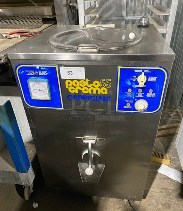 FAB! Carpigiani Commercial Floor Style Gelato Cream Cooker/Pasteurizer! All Stainless Steel! Model PASTOCREMA 55 Serial 387735! 220V 3 Phase! On Casters!