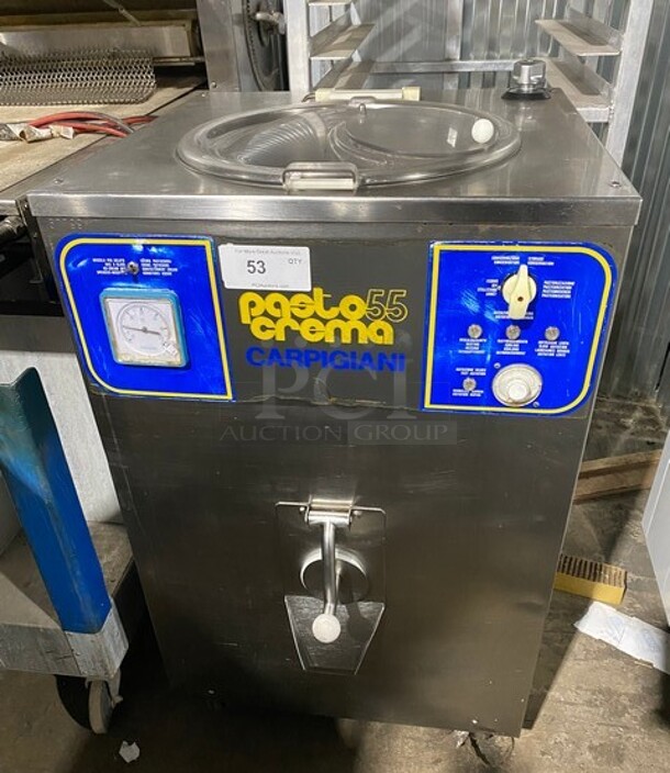 FAB! Carpigiani Commercial Floor Style Gelato Cream Cooker/Pasteurizer! All Stainless Steel! Model PASTOCREMA 55 Serial 387735! 220V 3 Phase! On Casters! - Image 1 of 11