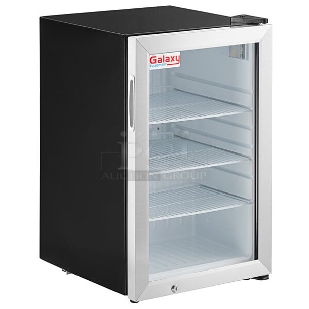 BRAND NEW SCRATCH & DENT! Galaxy CRG-3 Black Customizable Countertop Display Refrigerated Merchandiser. - 2.5 cu ft. 17-1/8x19-11/16x27-5/16 Door framing is damaged. - Image 1 of 3