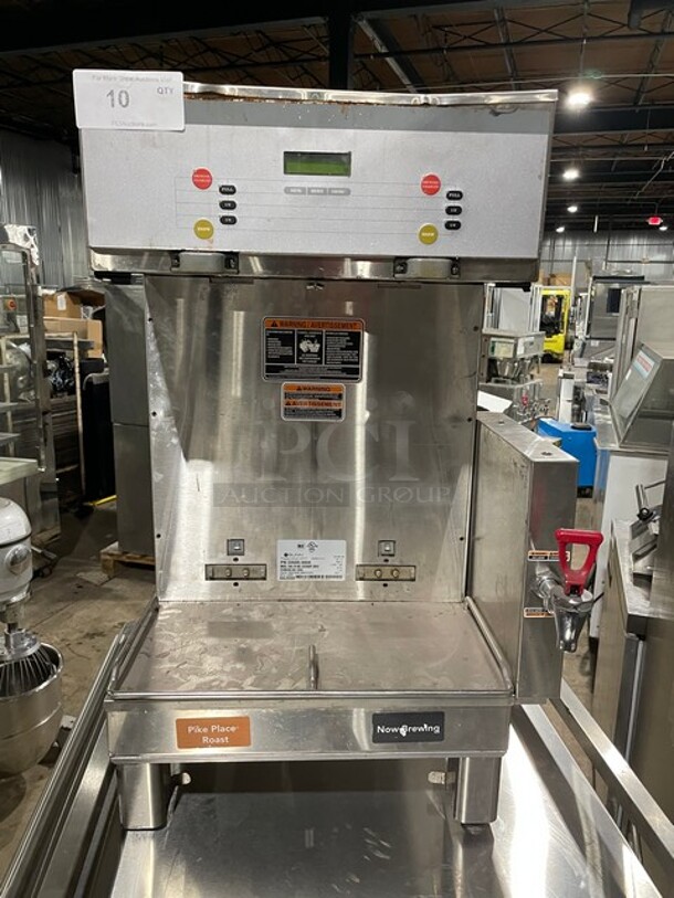 Bunn Starbucks Style Commercial Countertop Soft Heat Dual Coffee Brewer! With Hot Water Dispenser! All Stainless Steel! On Legs! 120/208V 1 Phase! Model: DUAL SH DBC, 120/208GRY(SBUX) SN: DUAL202660! - Image 1 of 7