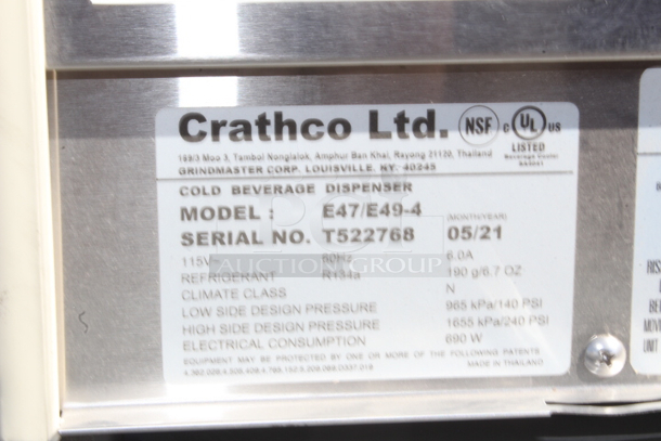BRAND NEW SCRATCH & DENT! Crathco E47/49-4 Refrigerated Drink Dispenser. S/N: T522768 Bowls not included.  - Image 6 of 6