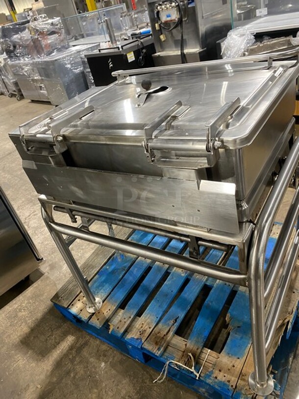 NICE! Market Forge Commercial Natural Gas Powered Tilted Braising Pan/Ultra Tilt Skillet! All Stainless Steel! On Legs! 115V 1 Phase! Model: 1100-2! - Image 4 of 8