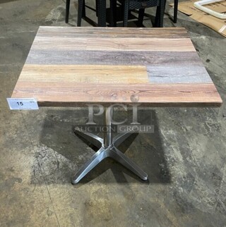 Wow! Brand New! OCS Barn Plank Finish Scratch Resistant Durowood Composite Dining Table! Suitable For Indoor & Outdoor Use With Polish Base! 24"x30"! MODEL DWP002