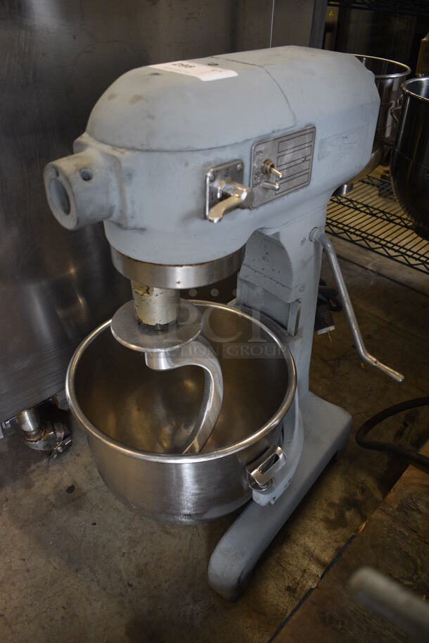 Hobart A 200 T Metal Commercial Floor Style 20 Quart Planetary Dough Mixer w/ Stainless Steel Mixing Bowl and Dough Hook Attachment. 115 Volts, 1 Phase. 16x20x30. Tested and Working!