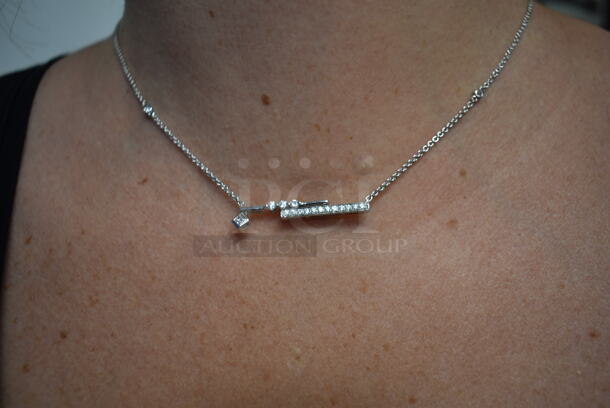 BRAND NEW! Ladies 14K White Gold Geometric Diamond Necklace - Image 2 of 4