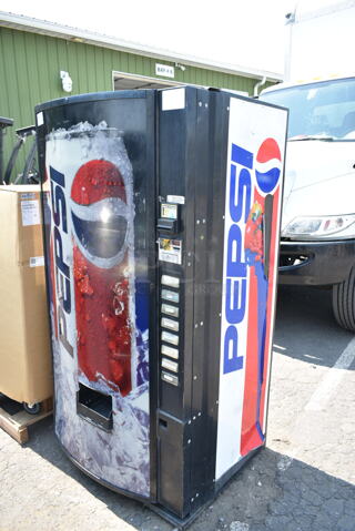 Merlin 2000 Version 5 Metal Commercial Can Vending Machine w/ Key, Bill Acceptor and Change Dispenser. Tested and Working!