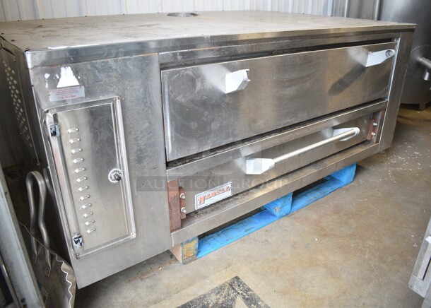 Marsal and Sons 448 Stainless Steel Commercial Natural Gas Powered Single Deck Pizza Oven.  - Image 1 of 6