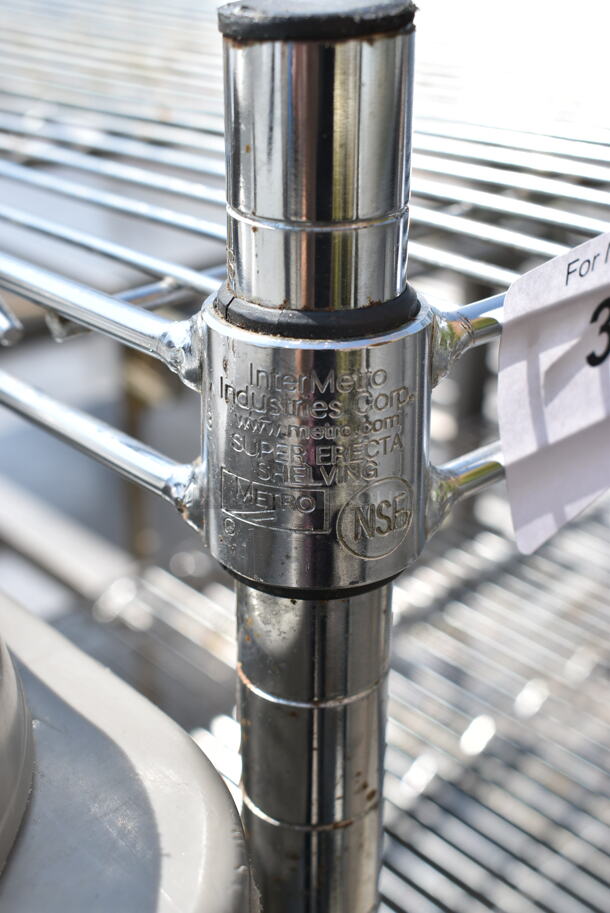 Chrome Finish 2 Tier Wire Shelving Unit on Commercia Casters. BUYER MUST DISMANTLE. PCI CANNOT DISMANTLE FOR SHIPPING. PLEASE CONSIDER FREIGHT CHARGES. - Image 5 of 5