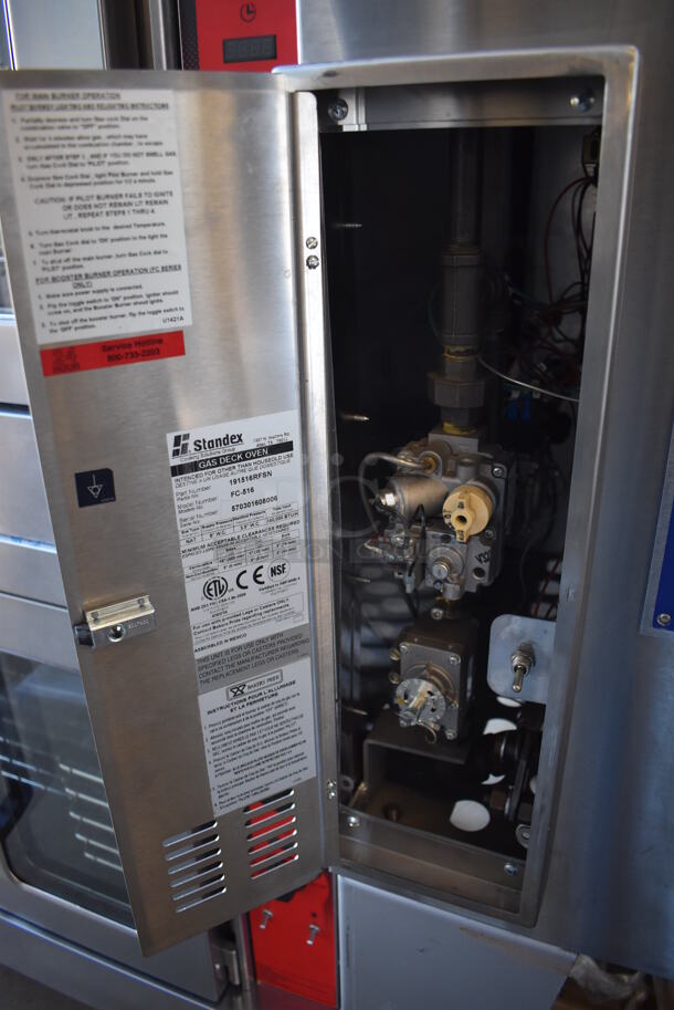 BRAND NEW! 2019 Bakers Pride FC-516 Stainless Steel Commercial Natural Gas Powered / Coal Burning / Wood Fired Il Forno Pizza Oven w/ Cooking Stones on Metal Legs. 140,000 BTU. 65.5x54x67 - Image 6 of 11