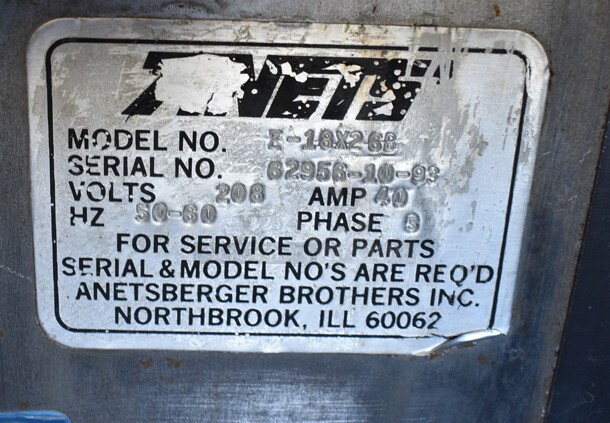 Anets E-18X26B Stainless Steel Commercial Floor Style Electric Powered Donut Fryer w/ Dough Dropper Arm Piece. Goes GREAT w/ Item 136! 208 Volts, 3 Phase. 25x32x55 - Image 6 of 6