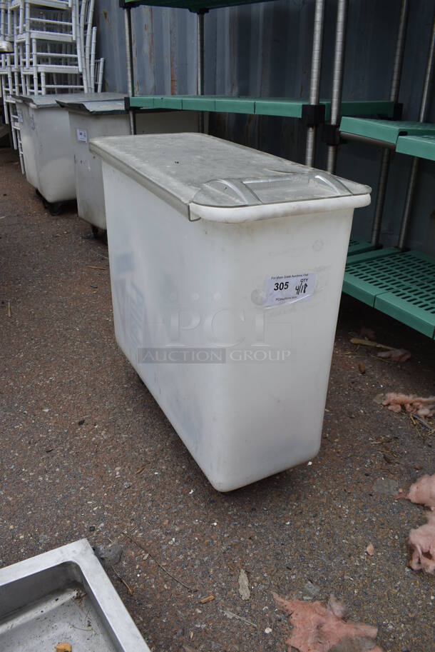 White Poly Ingredient Bin w/ Clear Lid on Commercial Casters. - Image 2 of 5