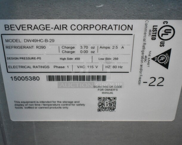 BRAND NEW SCRATCH AND DENT! Beverage Air DW49HC-B-29 50" Black Frosty Brew Deep Well Bottle Cooler. 115 Volts, 1 Phase. Tested and Working! - Image 8 of 8