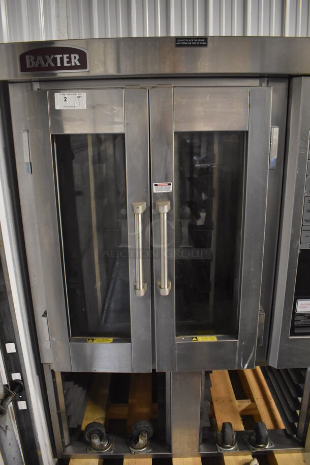 Baxter OV300G Stainless Steel Commercial Floor Style Natural Gas Powered Mini Rotating Rack Oven w/ Lower Pan Rack. Comes w/ Rack and Commercial Casters. 48x36x70 - Image 6 of 8