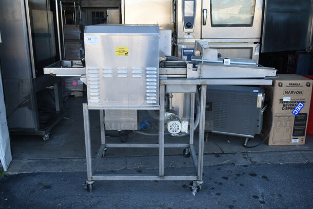 Belshaw Adamatic TG50 Stainless Steel Commercial Floor Style Thermoglaze Icing Machine on Commercial Casters. 208 Volts, 1 Phase.
 - Image 1 of 9