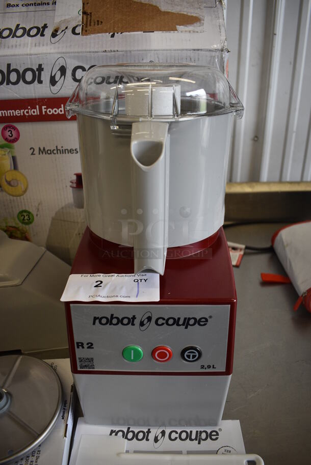 BRAND NEW IN BOX! Robot Coupe Model R2N Metal Commercial Countertop Food Processor w/ Bowl, Lid, S Blade, Continuous Feed Head, 27577 Grater Blade, 27566 Slicer Blade. 120 Volts, 1 Phase. 8x11x18. Tested and Working! - Image 2 of 9