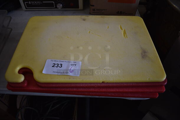 6 Cutting Boards; Yellow and 5 Red. 18x12x0.5. 6 Times Your Bid!

