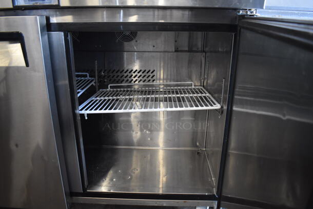 2015 Bison MGF8406 Stainless Steel Commercial 2 Door Undercounter Freezer on Commercial Casters. 115 Volts, 1 Phase. 48x30x37.5. Tested and Working! - Image 3 of 6