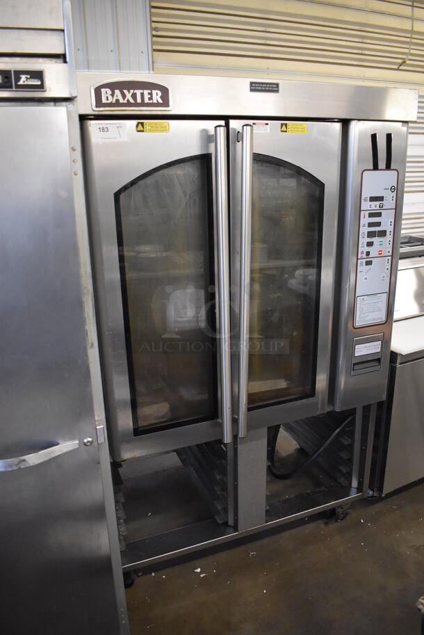 Baxter OV310E Stainless Steel Commercial Floor Style Electric Powered Mini Rotating Rack Oven w/ Lower Pan Rack on Commercial Casters. 208 Volts, 3 Phase. 48x38x78 - Image 3 of 8