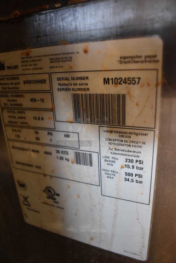 2011 Taylor 428-12 Stainless Steel Commercial Countertop Air Cooled Frozen Beverage Machine w/ Drink Mixer. 115 Volts, 1 Phase. 17x34x33 - Image 6 of 8