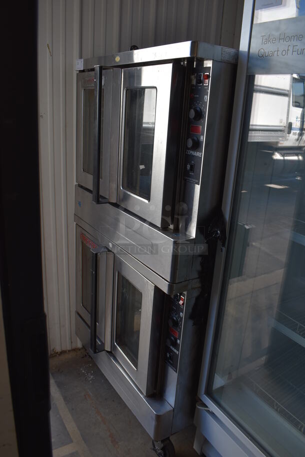 2 Blodgett Zephaire Stainless Steel Commercial Natural Gas Powered Full Size Convection Oven w/ View Through Doors, Metal Oven Racks and Thermostatic Controls on Commercial Casters. 2 Times Your Bid! - Image 3 of 6
