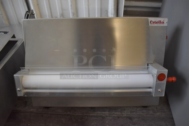 BRAND NEW! Estella 348EDS18S Stainless Steel Commercial Countertop One Stage Dough Sheeter. 120 Volts, 1 Phase. 24x18x16. Tested and Working! - Image 1 of 10