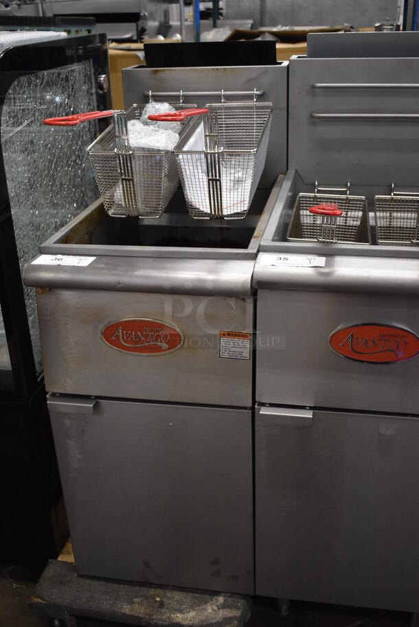 2021 Avantco FF400-P Stainless Steel Commercial Floor Style Propane Gas Powered Deep Fat Fryer w/ 2 Metal Fry Baskets. 120,000 BTU. 15.5x30x46 - Image 3 of 8