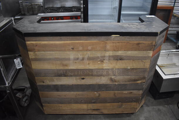 Wood Pattern Portable Bar on Commercial Casters. 61x29x48