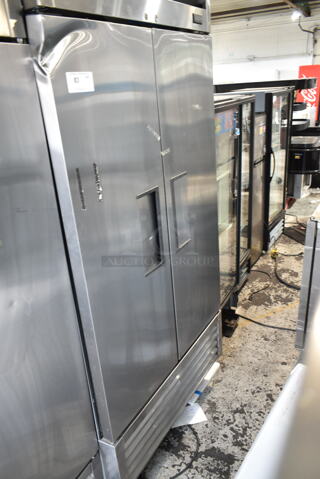 2018 True T-35-HC Stainless Steel Commercial 2 Door Reach In Cooler w/ Poly Coated Racks on Commercial Casters. 115 Volts, 1 Phase. Tested and Working!