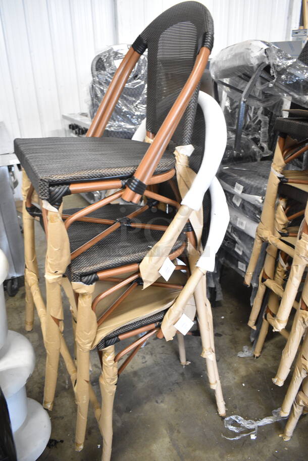 10 BRAND NEW SCRATCH AND DENT! Lancaster Table & Seating 427BSFRBSBRN Bistro Series Brown Teslin Outdoor Side Barstool. 10 Times Your Bid! - Image 6 of 7
